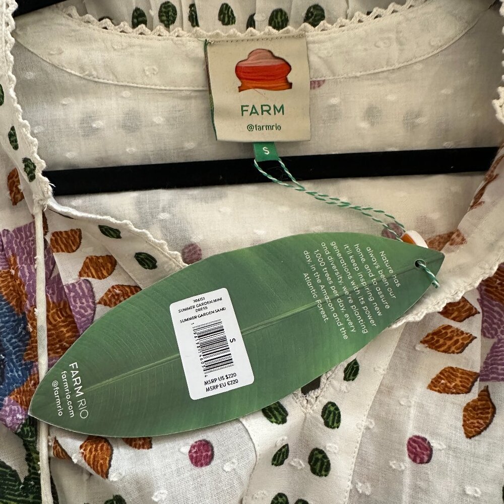 FARM Rio White Floral Mini Dress with Multicolor Embroidery - Picture 8 of 16